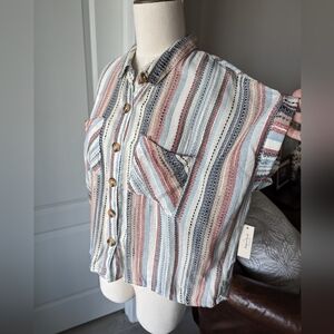 NWOT Multi-Striped Knit Button Down Shirt